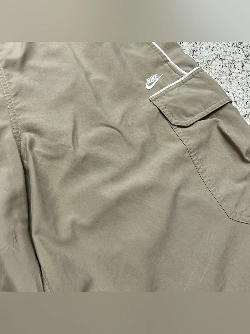 Vintage Nike Baggy Cargo Shorts Size XL 11” Skater Active Tan Drawstring